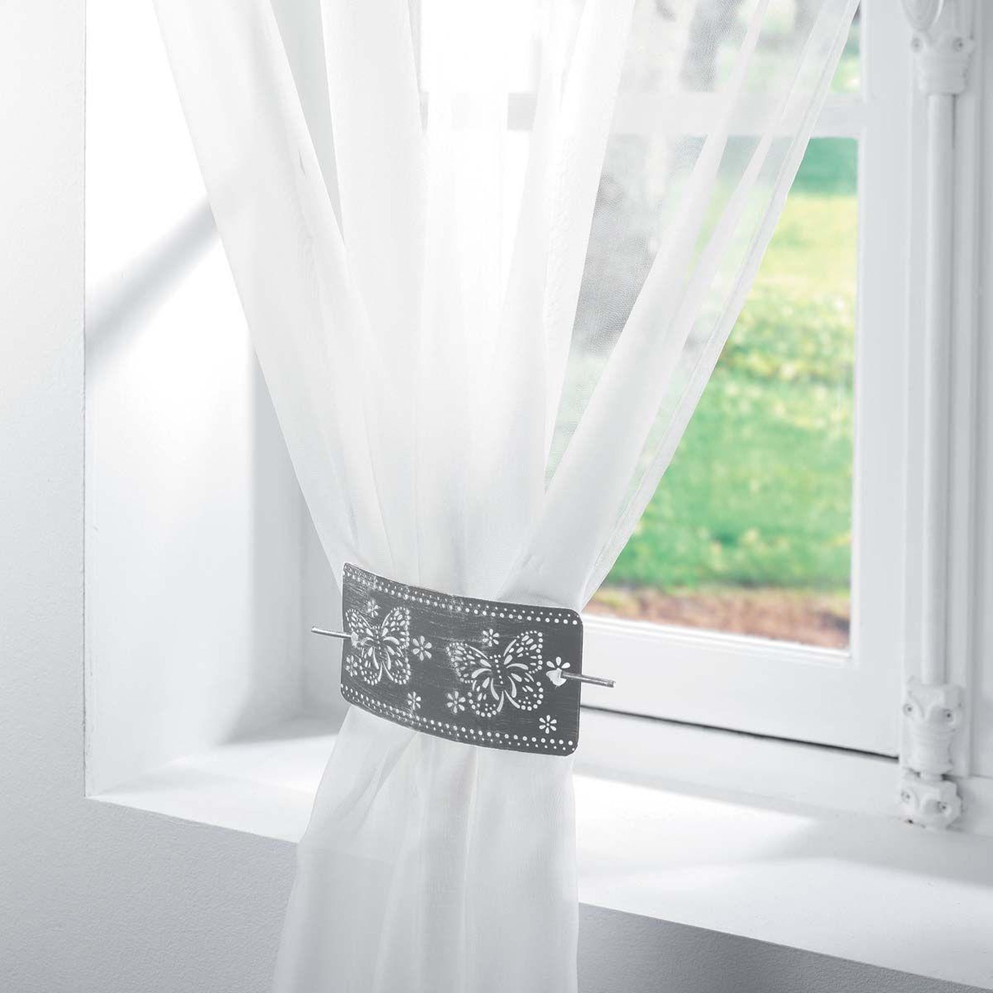 Voir la diapositive 3 : Douceur d'Intérieur Embrasse de rideau broche  epicea  17cm gris