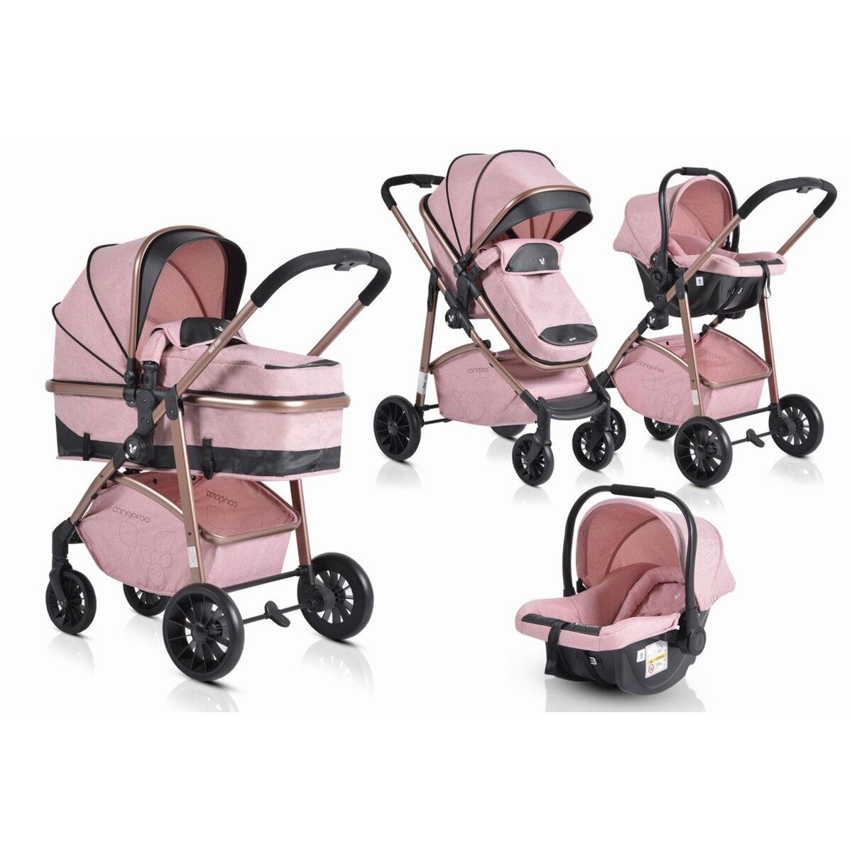 Poussette trio rose pas on sale cher