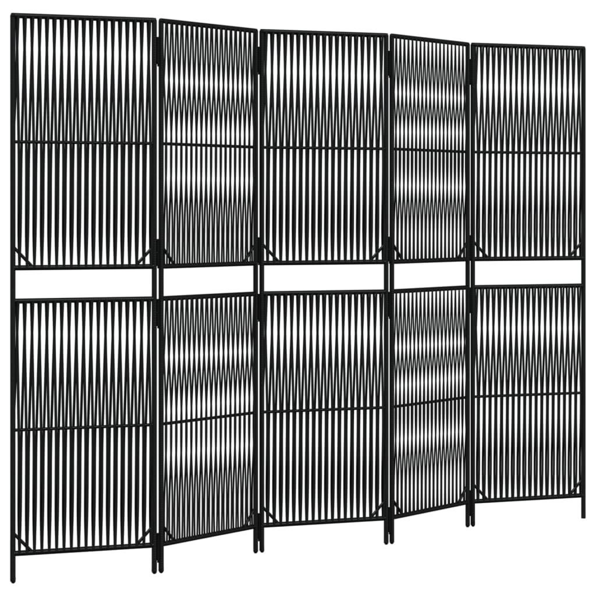 Voir la diapositive 2 : VIDAXL Cloison de separation 5 panneaux noir resine tressee