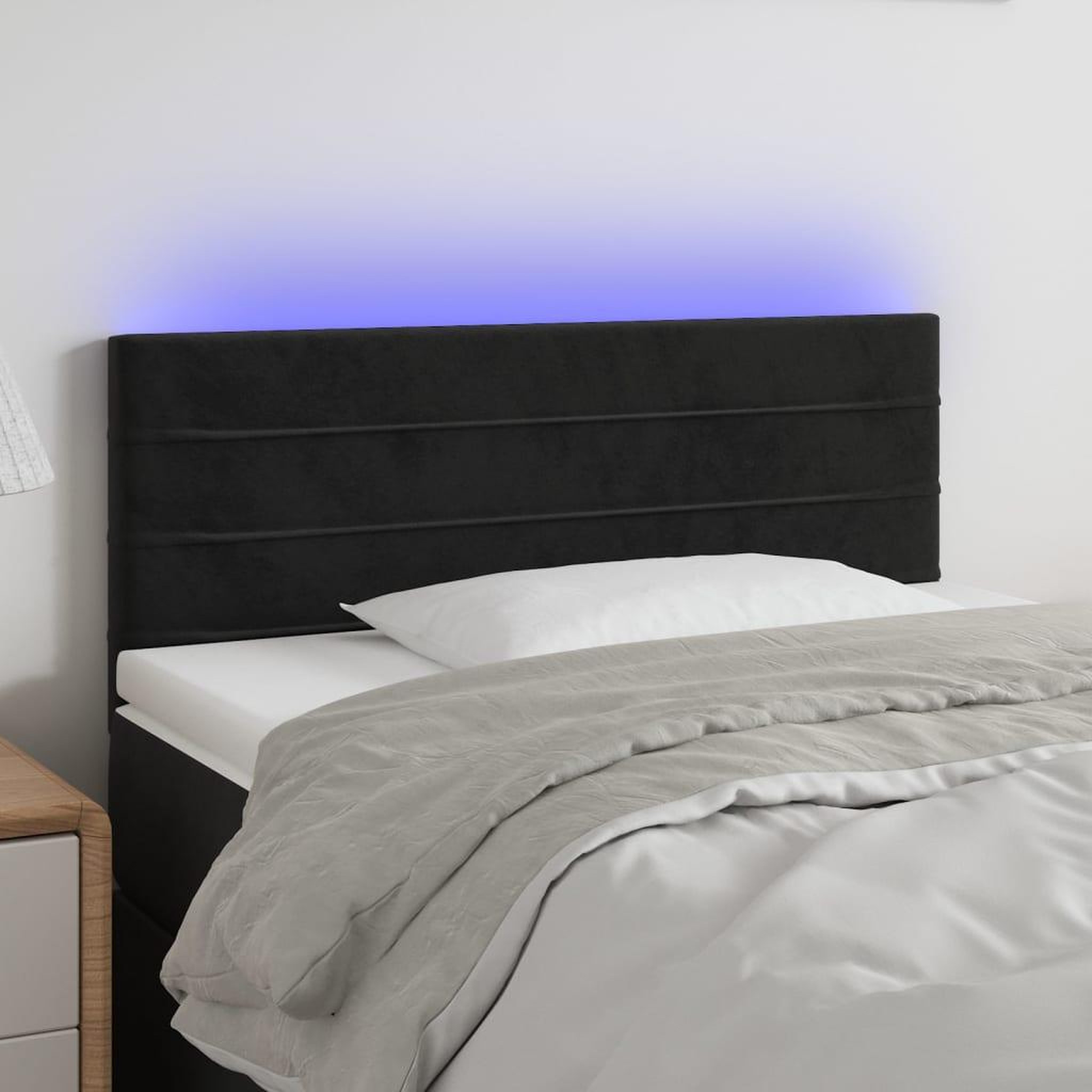 Voir la diapositive 1 : VIDAXL Tete de lit a LED Noir 90x5x78/88 cm Velours