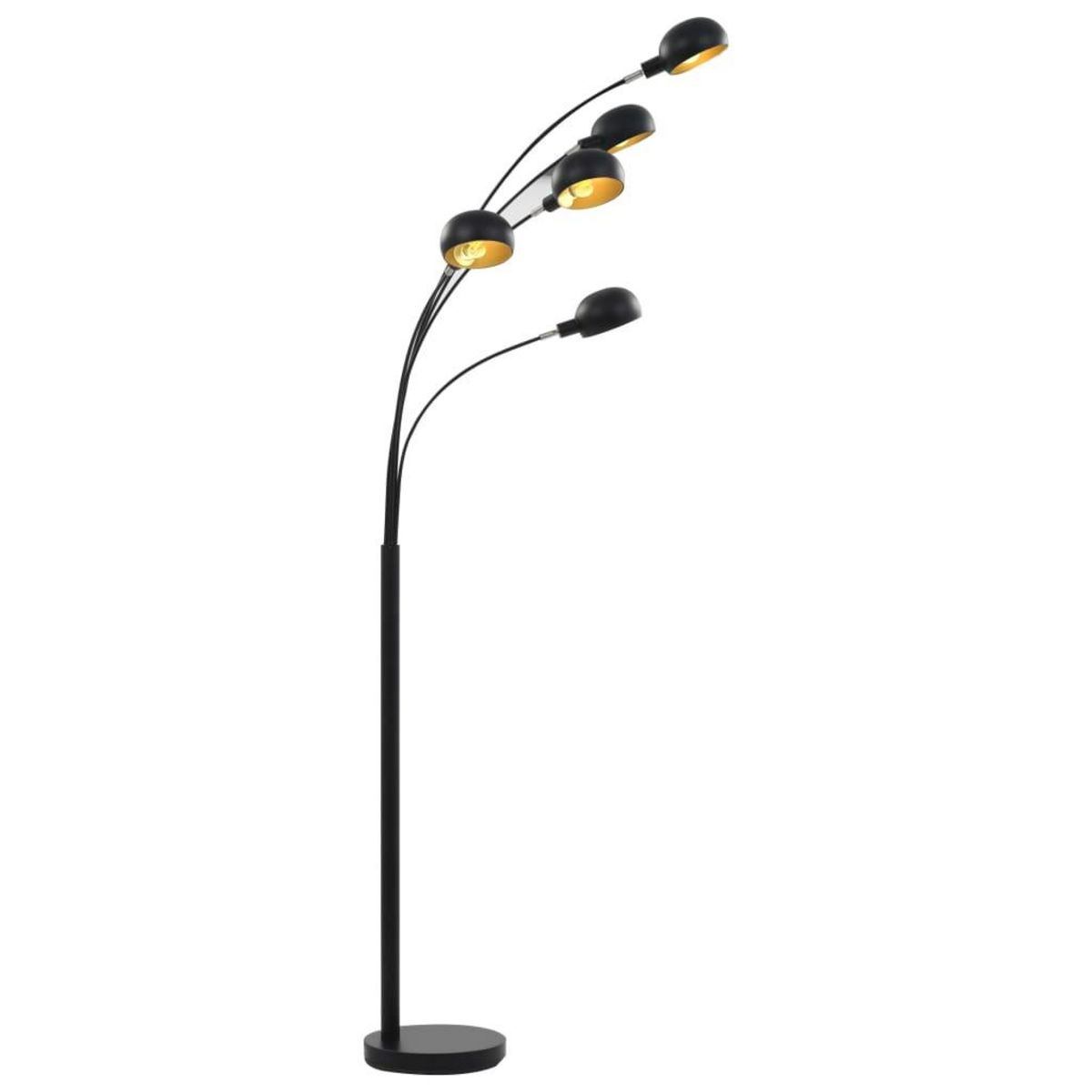 VIDAXL Lampadaire 200 cm 5 x E14 Noir et dore