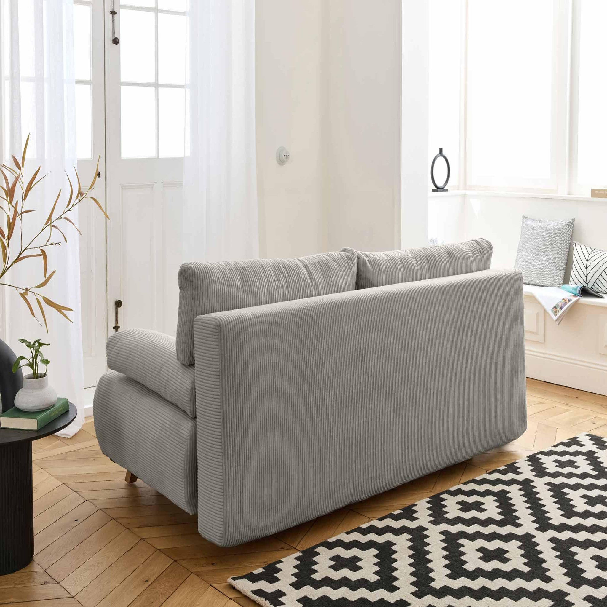 Voir la diapositive 5 : BEST MOBILIER Cristal - canapé 3 places - convertible avec coffre et pouf - en velours côtelé