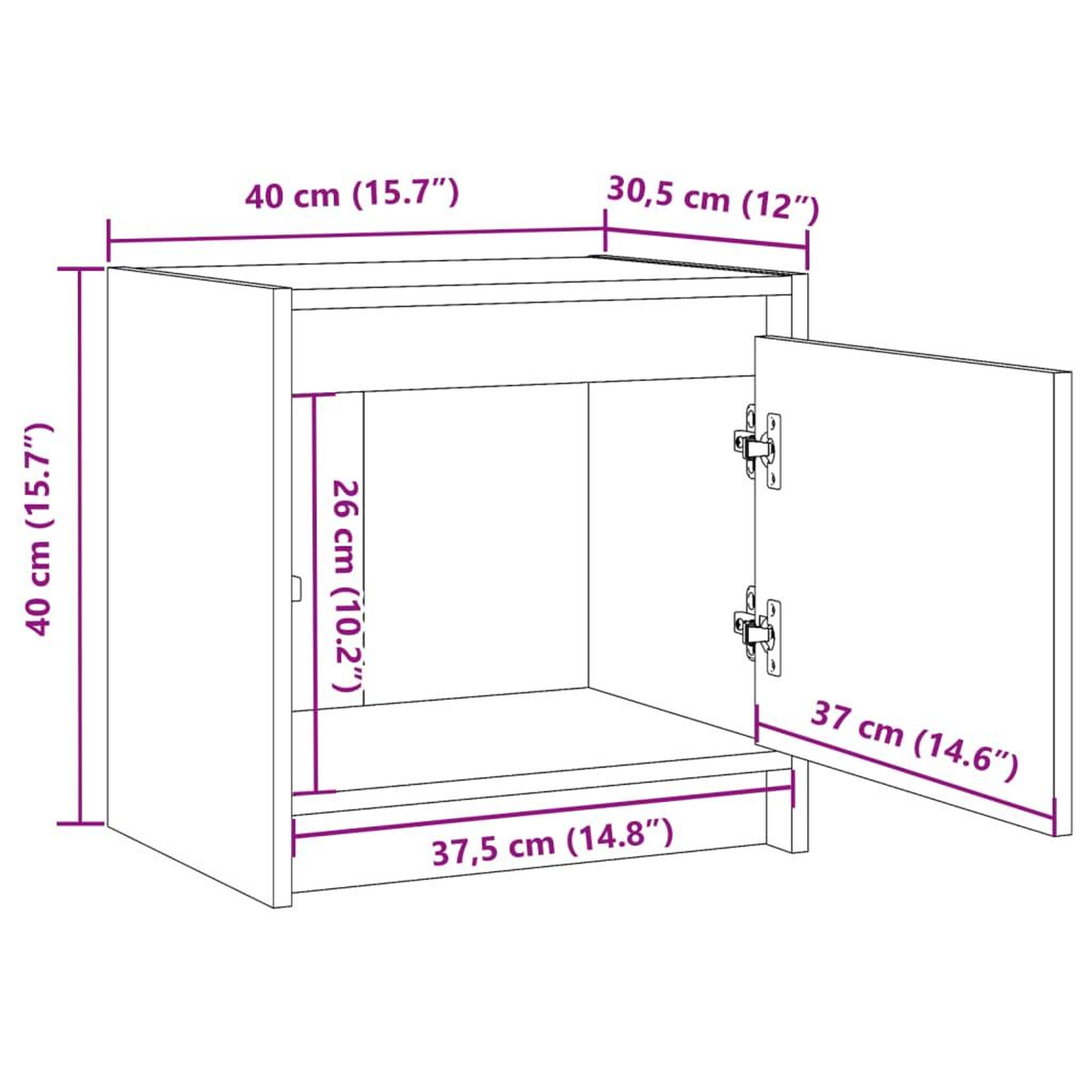 Voir la diapositive 6 : VIDAXL Table de chevet 40x30,5x40 cm bois de pin massif