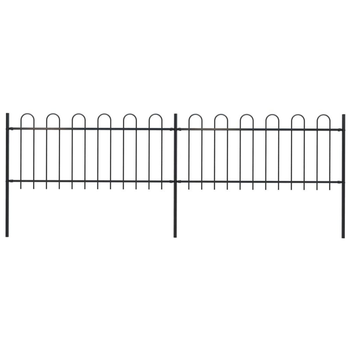VIDAXL Cloture de jardin avec dessus en cerceau Acier 3,4 x 0,8 m Noir
