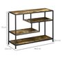 Voir la diapositive 3 : HOMCOM Console design industriel 4 étagères acier noir panneaux aspect bois vieilli