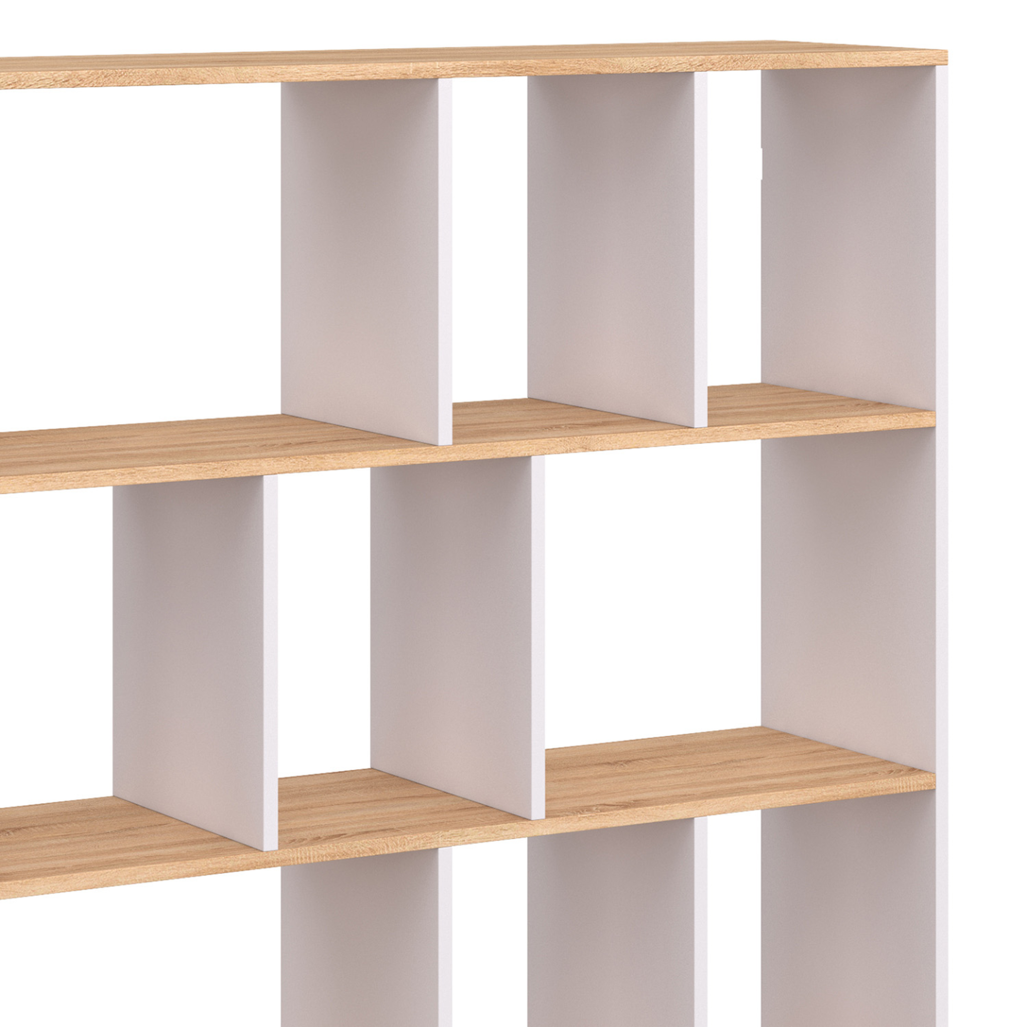Voir la diapositive 5 : ID MARKET Etagère bibliothèque jena 4 niveaux blanc et effet bois 143 cm
