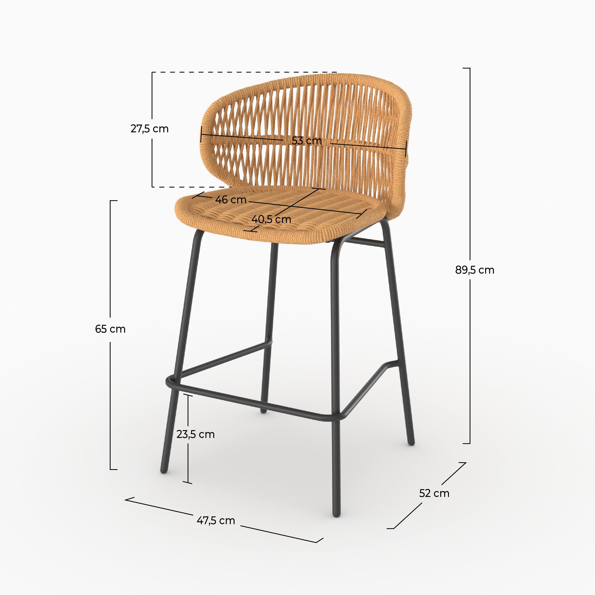 Voir la diapositive 4 : MAISON PAVANE Lot de 2 chaises pour îlot central de jardin 65 cm, rotin synthétique-lara