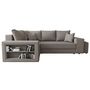 Voir la diapositive 6 : BEST MOBILIER Libbie - canapé d'angle gauche 4 places convertible avec coffre, étagère et poufs en tissu