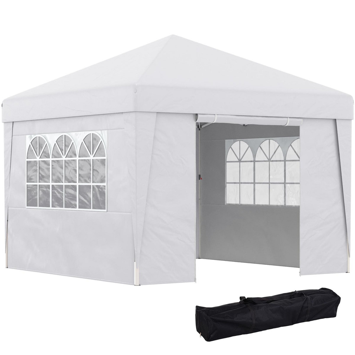 OUTSUNNY Tonnelle barnum pop-up 3 x 3 x 2,75 m anti-UV 30+ sac transport et lestage inclus blanc