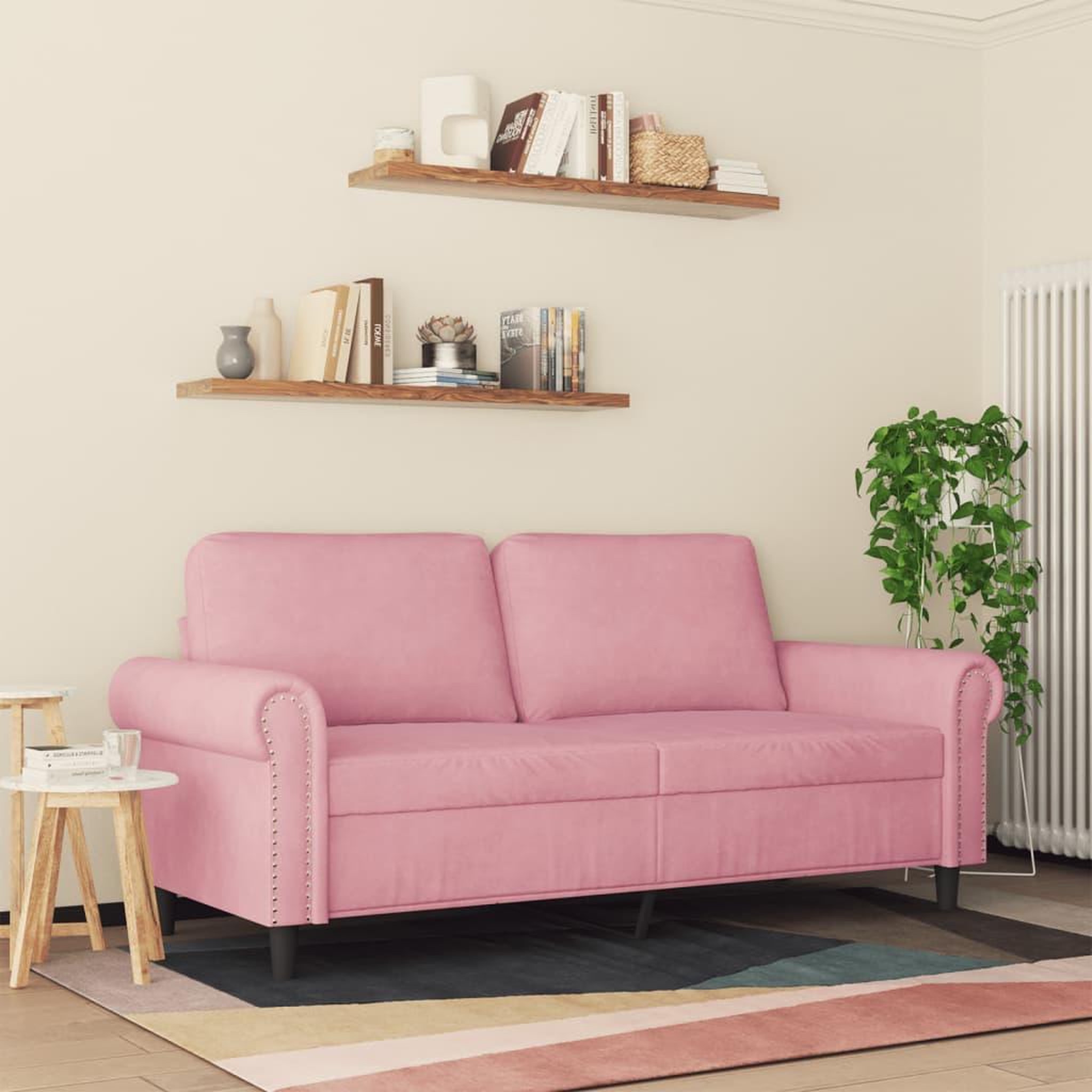 Voir la diapositive 3 : VIDAXL Canape a 2 places Rose 140 cm Velours