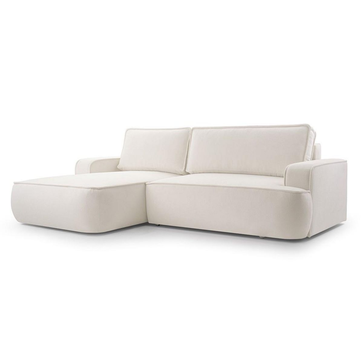 BEST MOBILIER Nessino - canapé d'angle gauche 4 places - convertible avec coffre - en tissu texturé