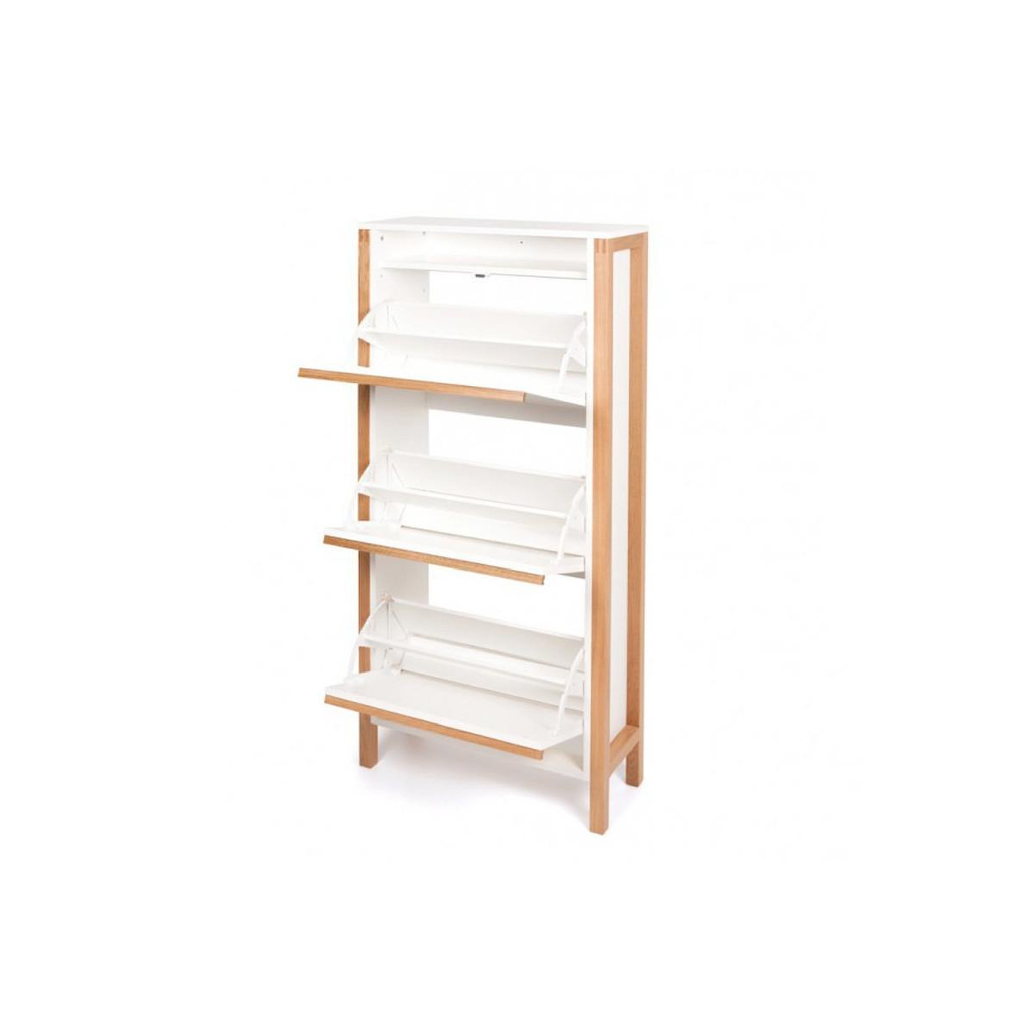 Voir la diapositive 3 : Paris Prix Meuble à chaussures 3 portes  northgate  139cm chêne & blanc