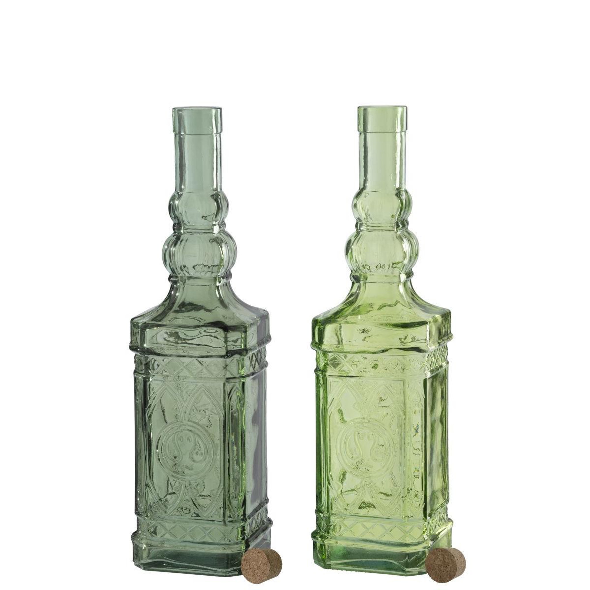 Voir la diapositive 3 : J-LINE Lot de 2 bouteilles en verre  elmo  2l vert
