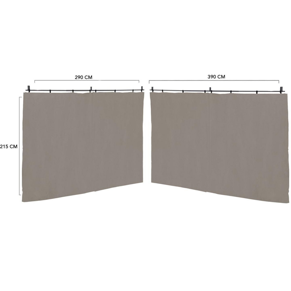 ID MARKET Lot de 2 rideaux pour pergola taupe 3 et 4 M panneaux muraux avec fermeture éclair