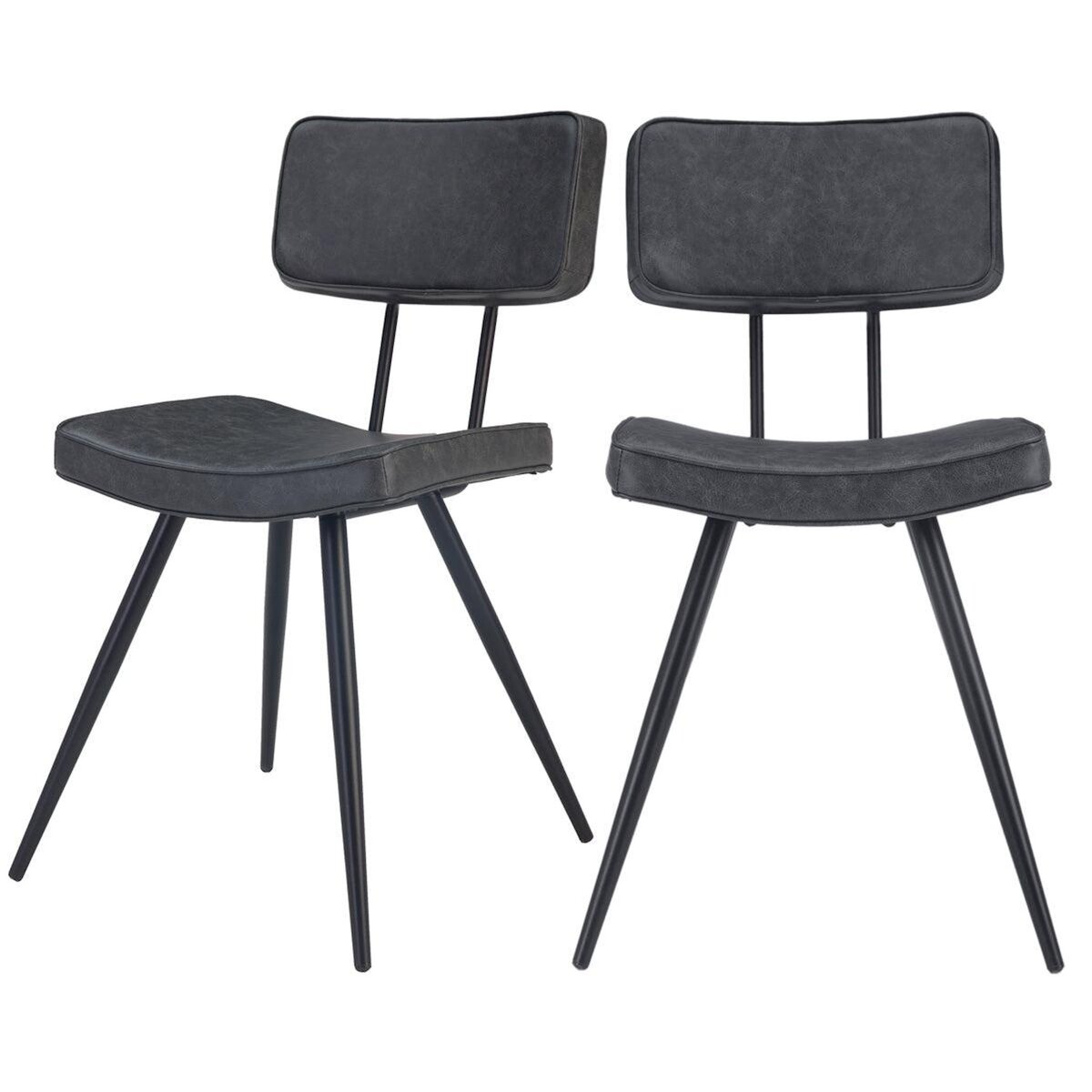 Rendez vous déco Lot de 2 chaises en cuir synthétique gris / noir - Texas