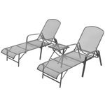 VIDAXL Chaises longues lot de 2 avec table Acier Anthracite