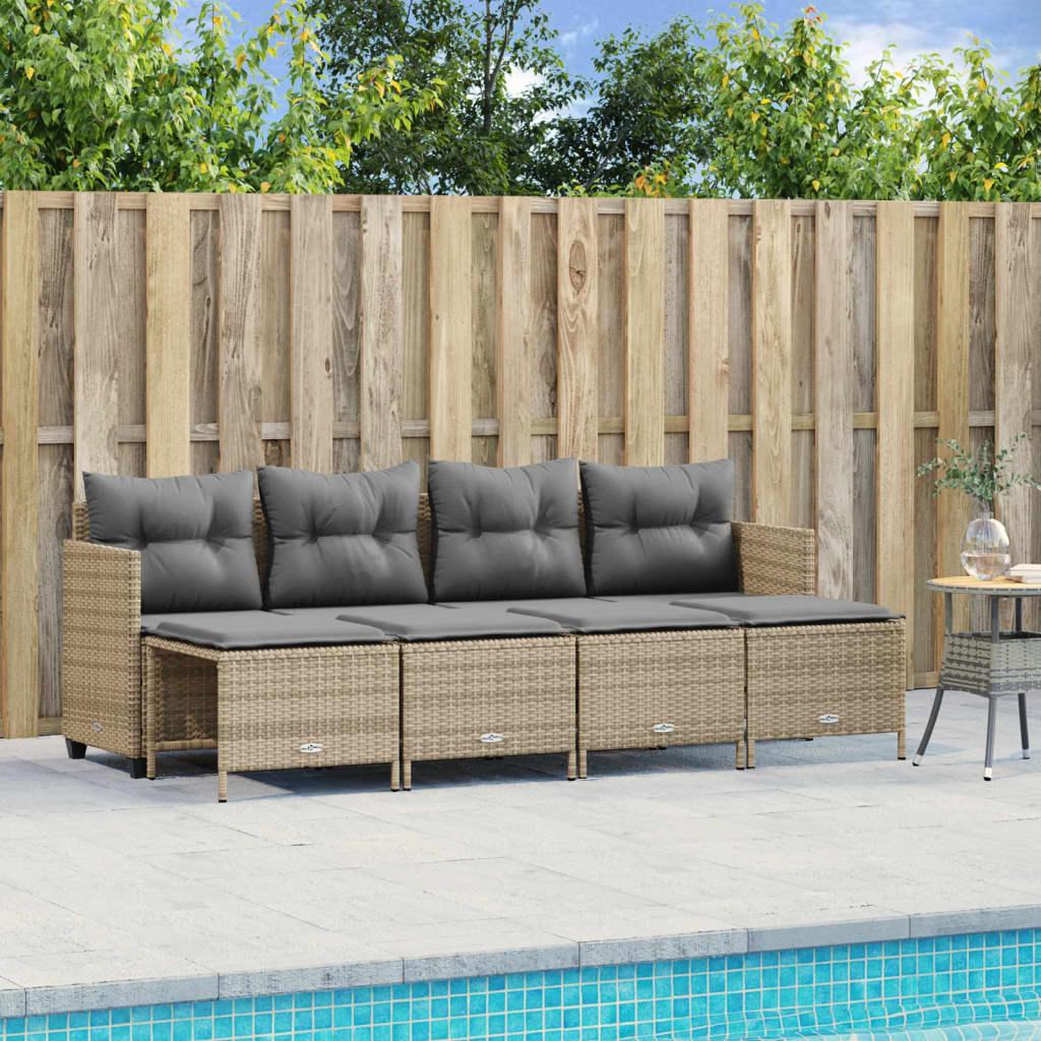 VIDAXL Salon de jardin avec coussins 5 pcs beige resine tressee