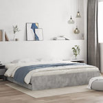 VIDAXL Cadre de lit avec tiroirs sans matelas gris beton 200x200 cm