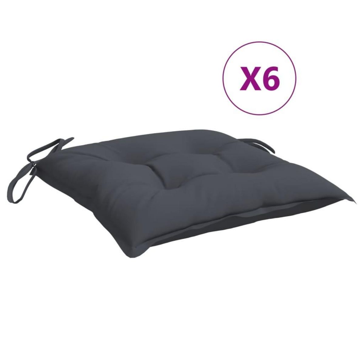 VIDAXL Coussins de chaise lot de 6 anthracite 40x40x7 cm