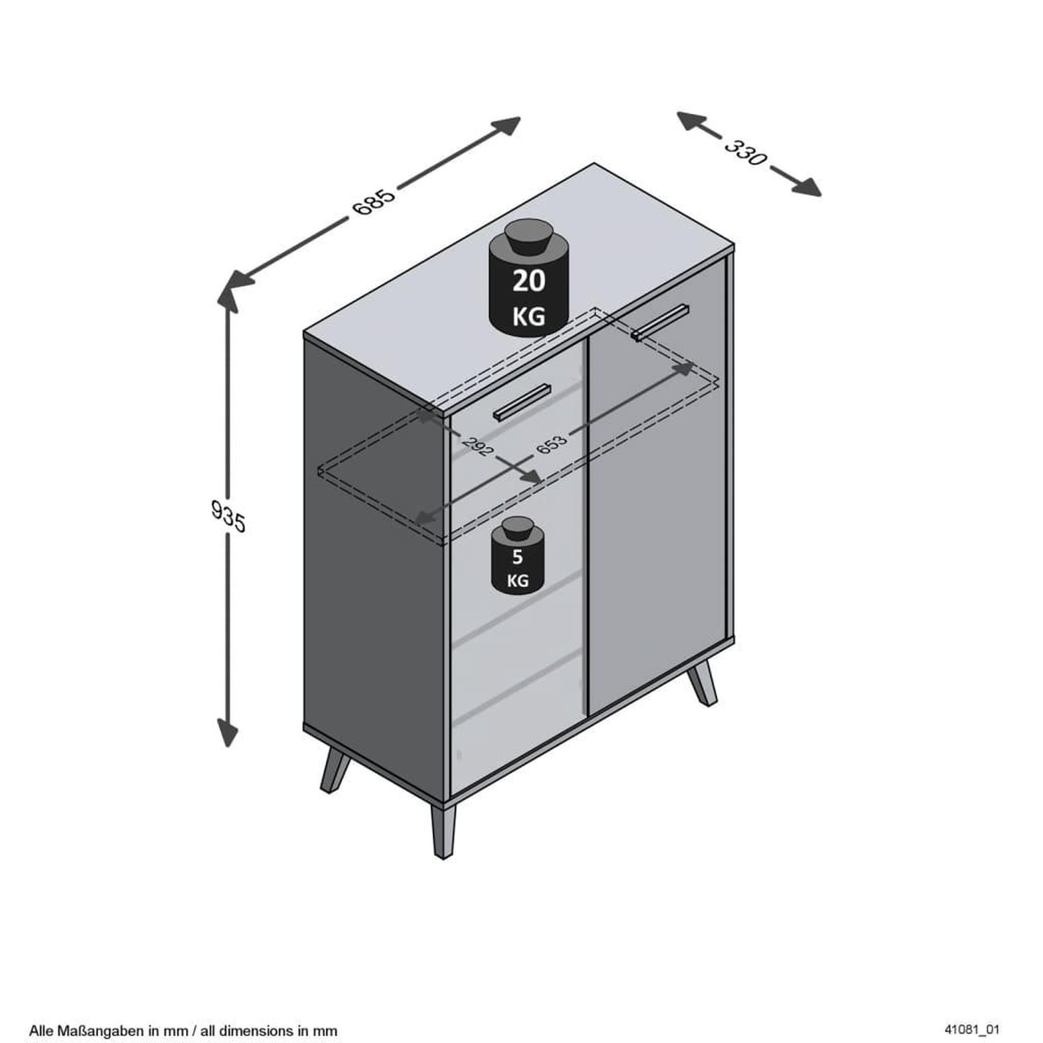 Voir la diapositive 6 : FMD FMD Armoire a chaussures avec 5 compartiments 68,5x33x93,5 cm