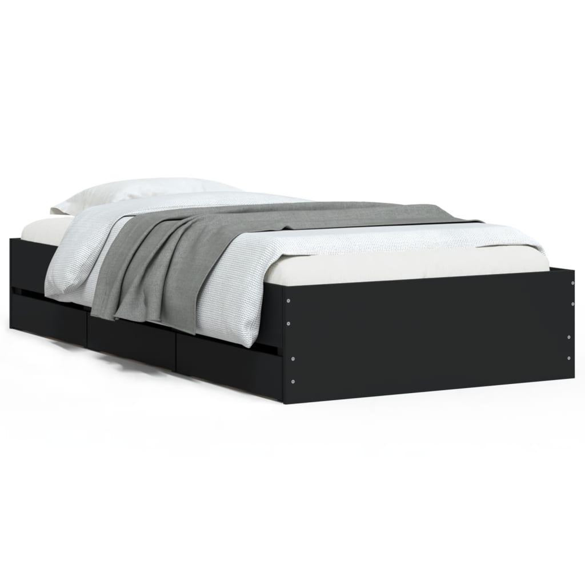 Voir la diapositive 2 : VIDAXL Cadre de lit avec tiroirs sans matelas noir 100x200 cm