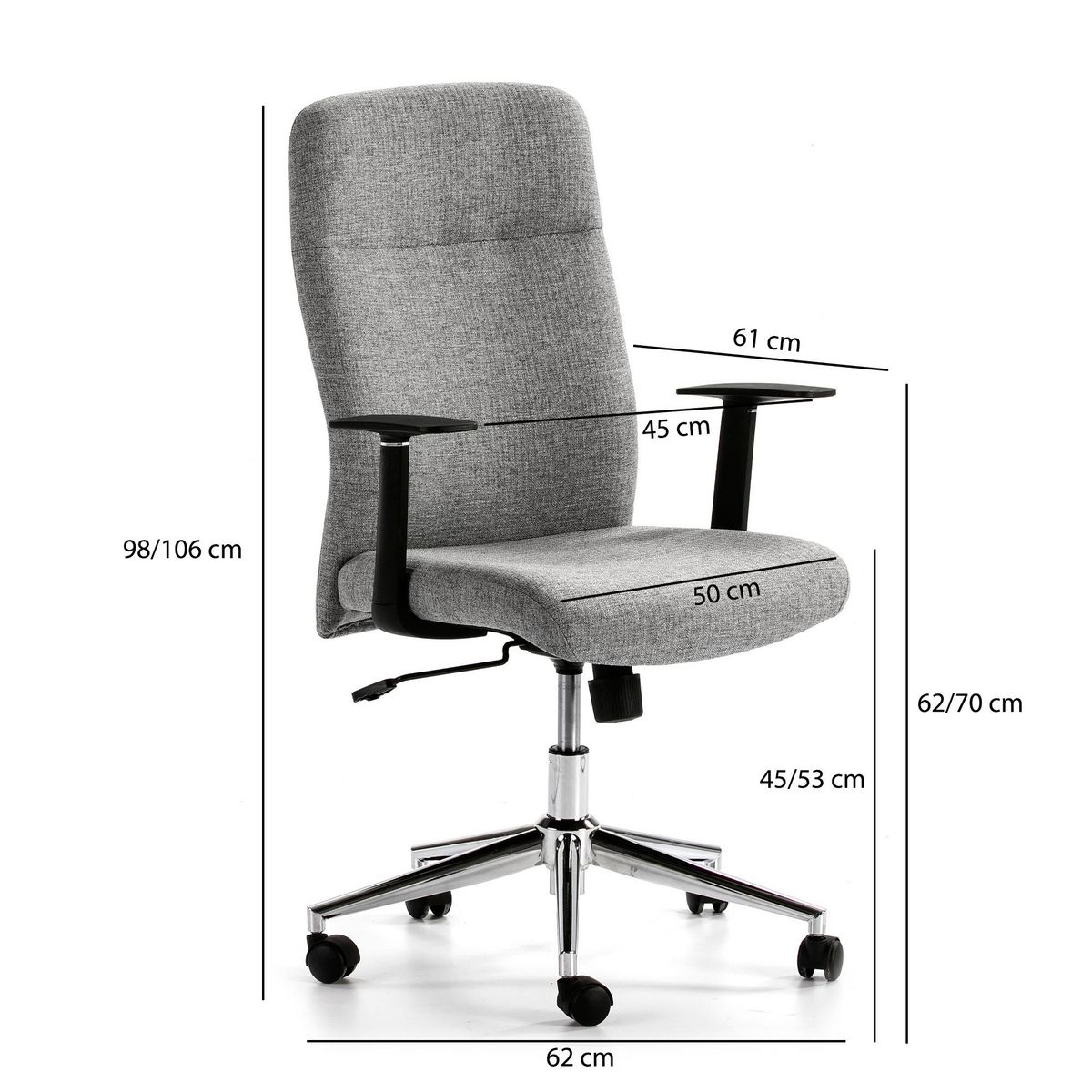 VS VENTA-STOCK Fauteuil de Bureau relevable et reclinable Sam, Tissu Gris Clair