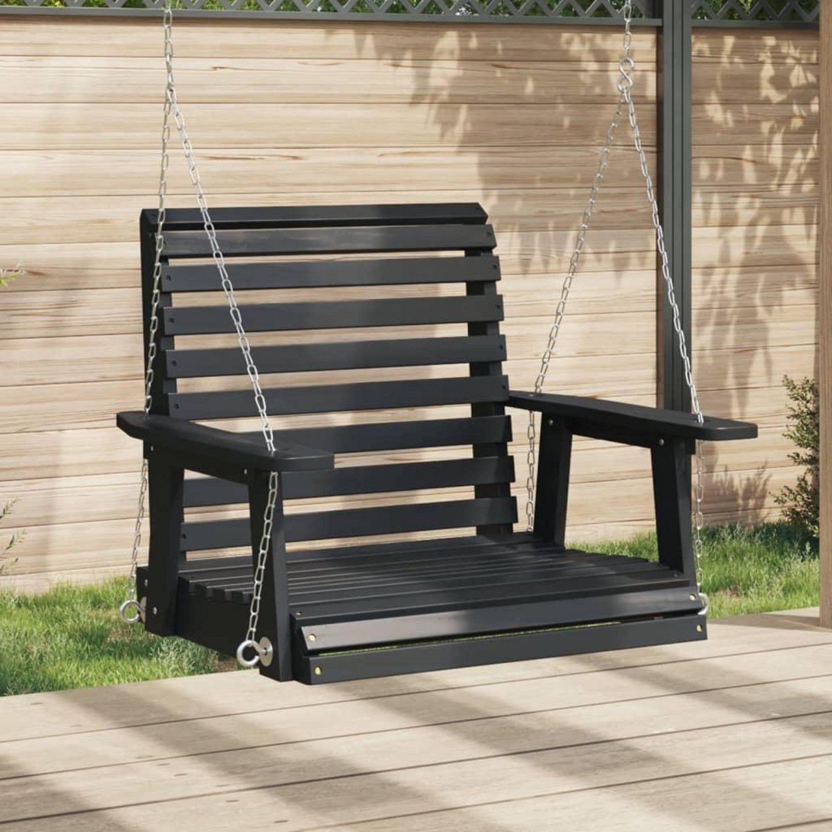 VIDAXL Chaise balançoire de jardin chaînes en metal bois massif sapin