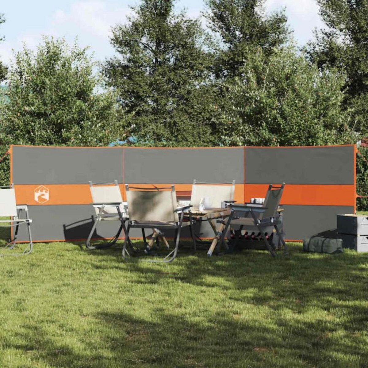 VIDAXL Brise vent de camping gris et orange 490x123 cm imperméable