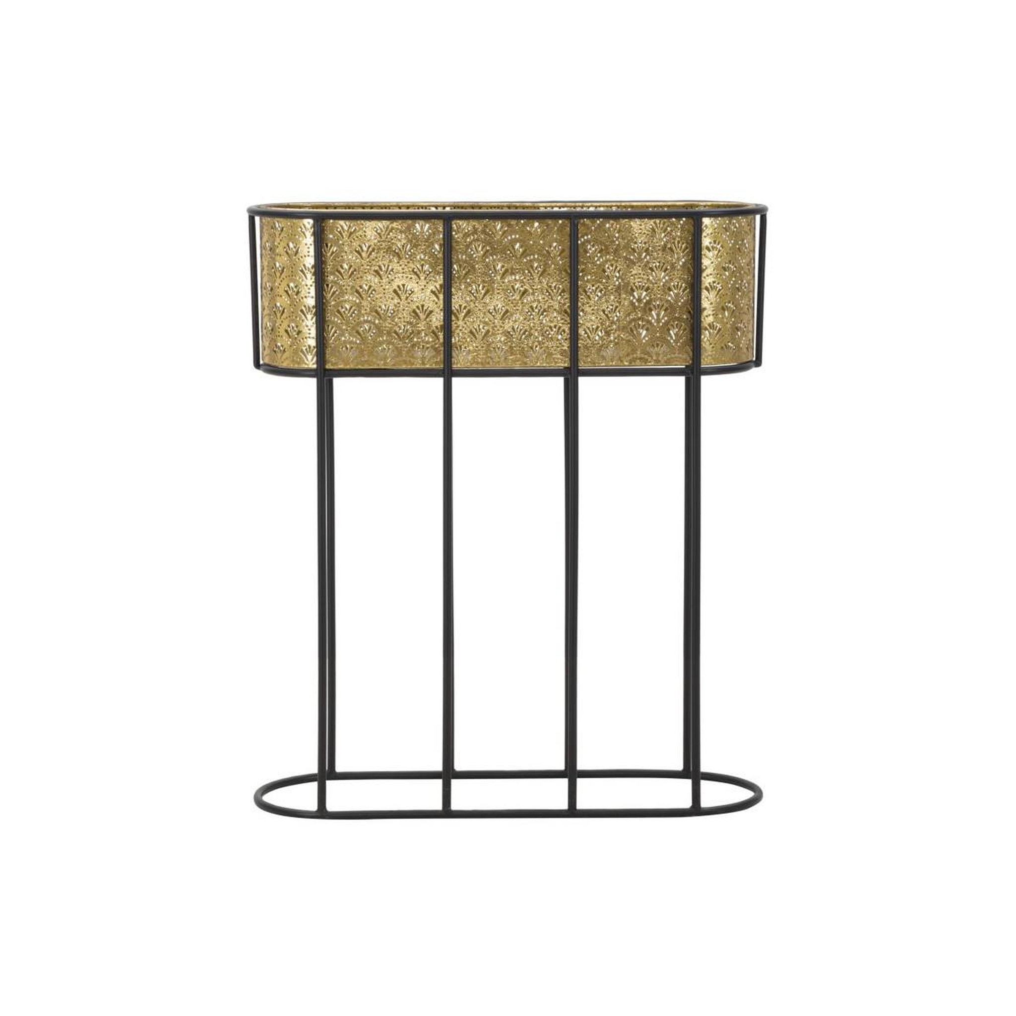 Voir la diapositive 2 : Paris Prix Jardinière en métal sur pied  tessa  70cm noir & or