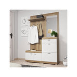 BEST MOBILIER Thea - meuble d'entrée - effet bois et blanc - 135 cm - style scandinave. Coloris disponibles : Marron