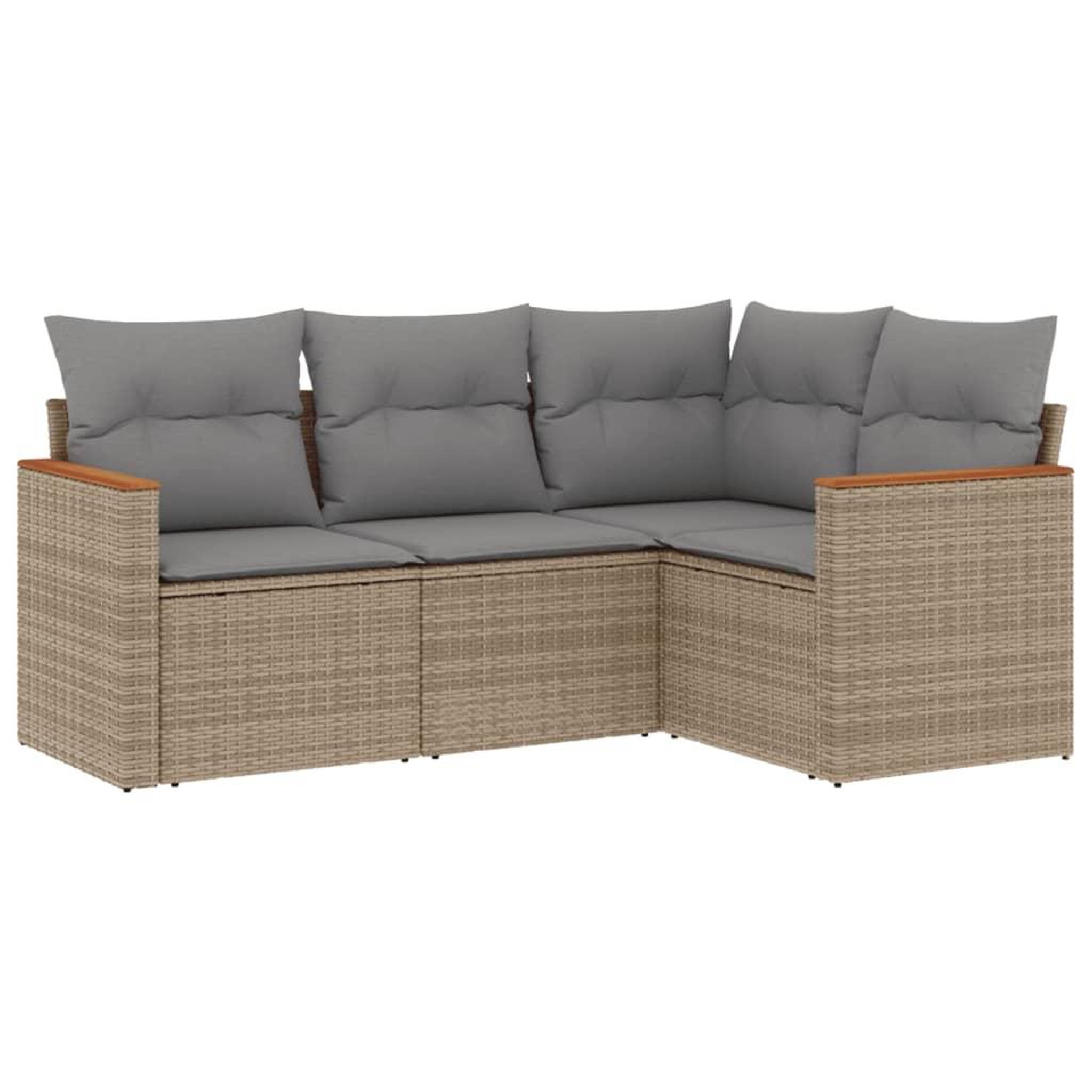 Voir la diapositive 2 : VIDAXL Salon de jardin avec coussins 4pcs melange beige resine tressee