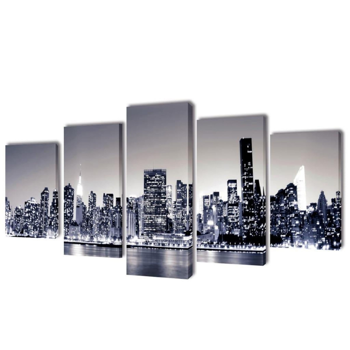 VIDAXL Set de toiles murales imprimees Horizon de New York monochrome