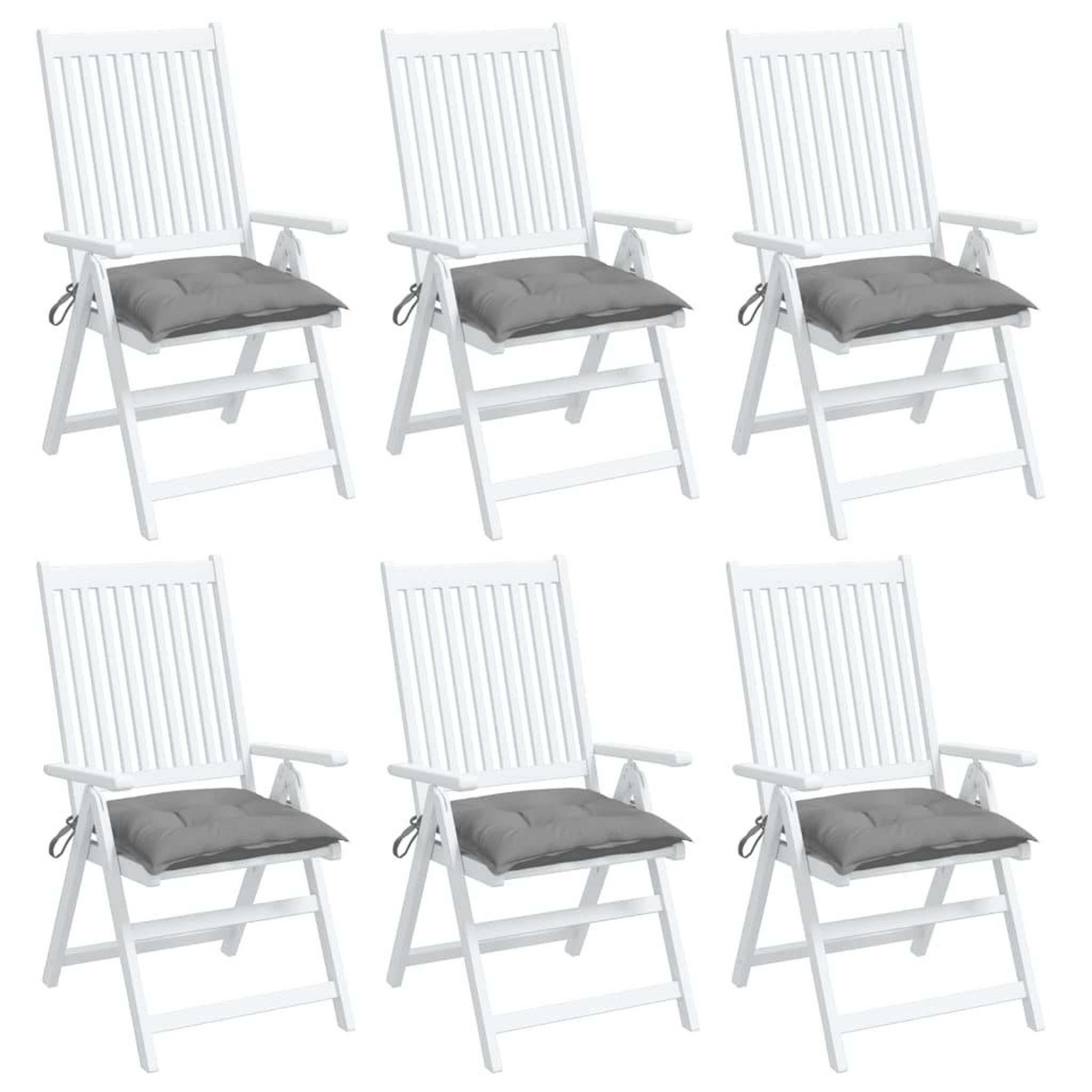 Voir la diapositive 4 : VIDAXL Coussins de chaise lot de 6 gris 50x50x7 cm tissu oxford
