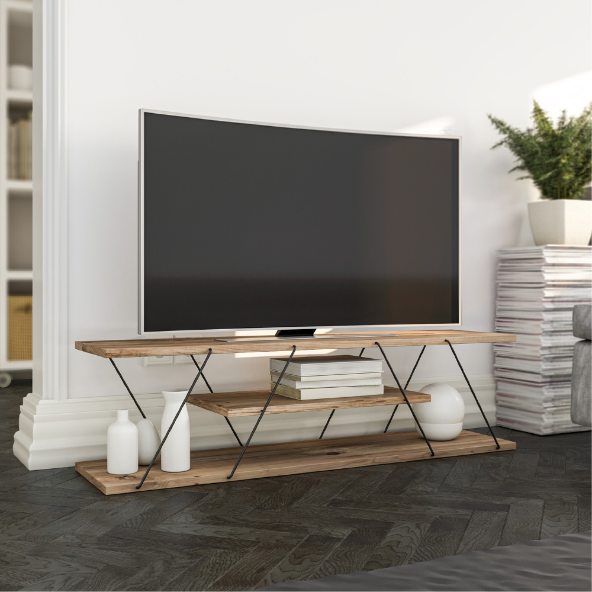 Voir la diapositive 2 : CONCEPT USINE Meuble tv design avec étagère hamar