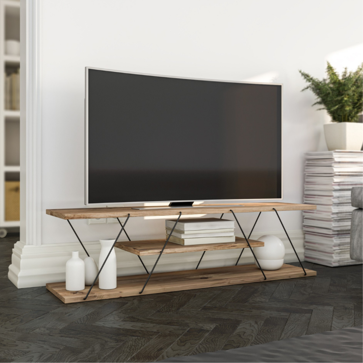 CONCEPT USINE Meuble tv design avec étagère HAMAR