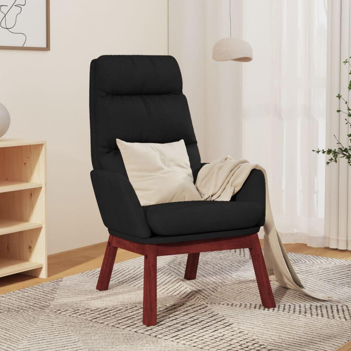 VIDAXL Chaise de relaxation Noir Tissu