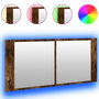 Voir la diapositive 2 : VIDAXL Armoire a miroir a LED de bain chene fume 100x12x45 cm