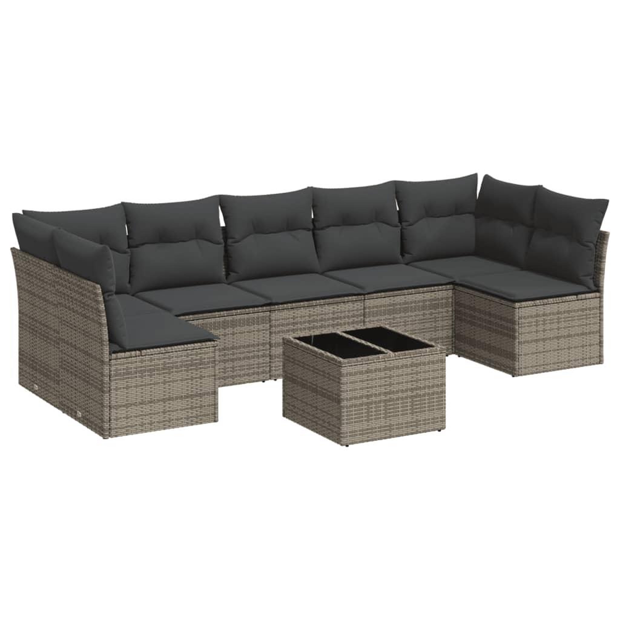 Voir la diapositive 2 : VIDAXL Salon de jardin 8 pcs avec coussins gris resine tressee