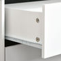 Voir la diapositive 6 : HOMCOM Chevet table de nuit design scandinave 2 tiroirs piètement bois pin panneaux particules blanc