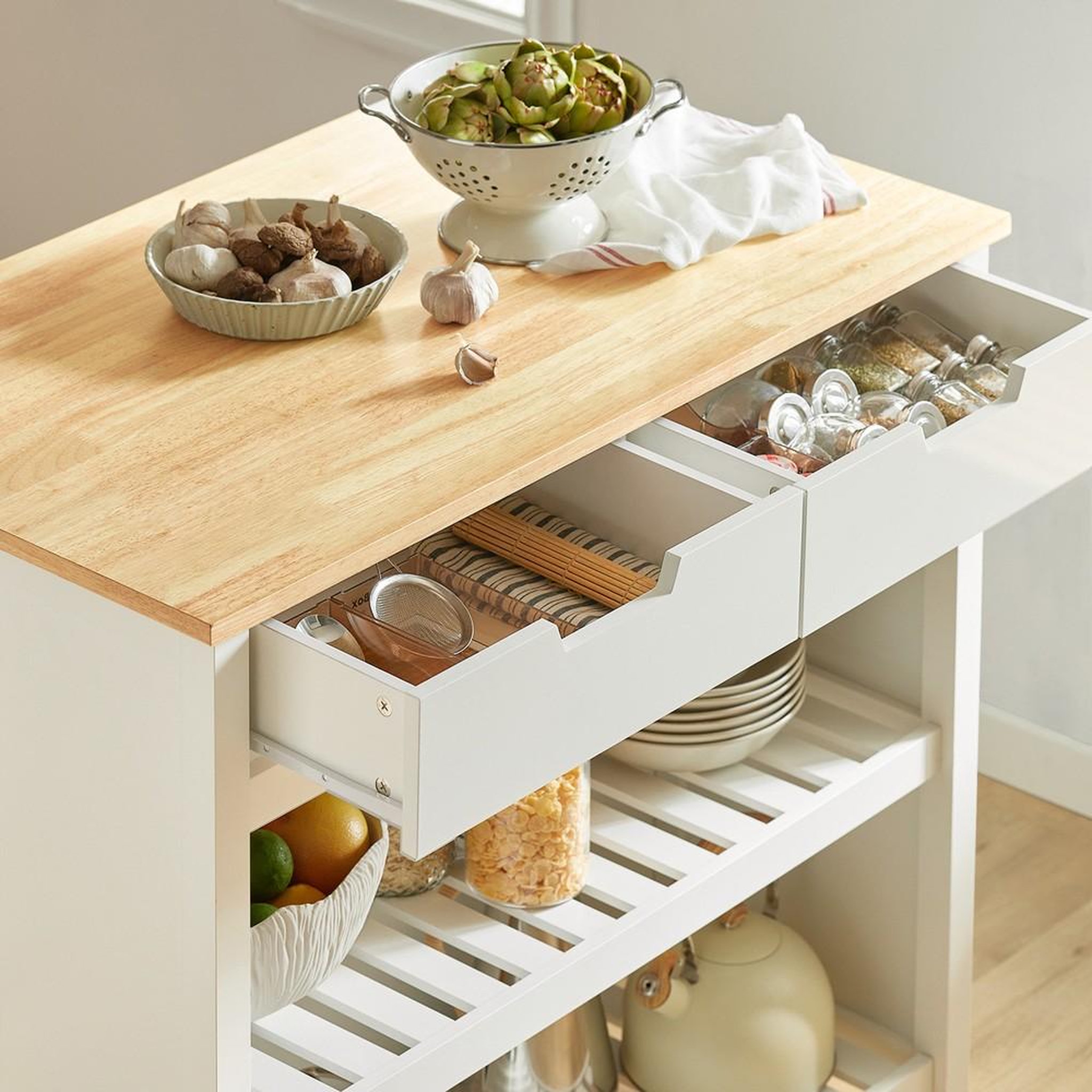 Voir la diapositive 5 : SOBUY SoBuy - Îlot De Cuisine à deux tiroirs - Moderne - FKW74