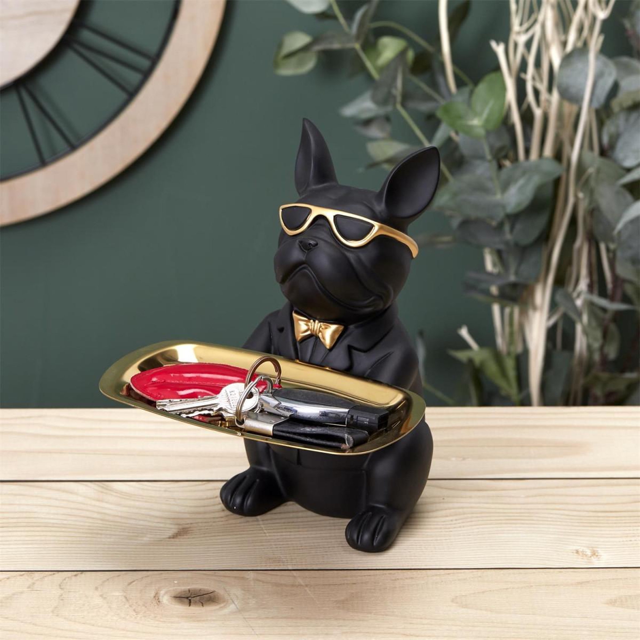 Voir la diapositive 5 : The Home Deco Factory Statuette & vide-poche  bulldog  21cm noir
