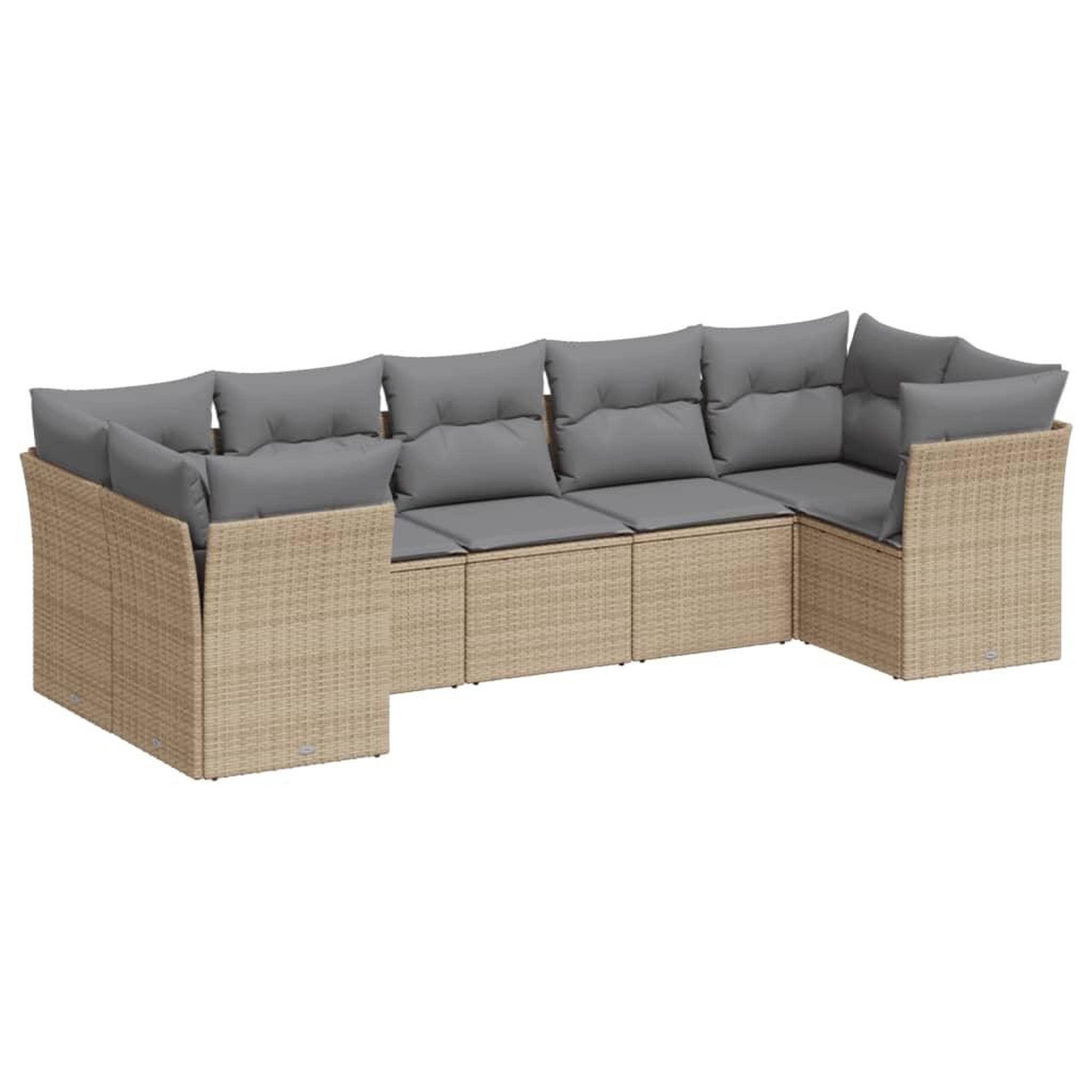 Voir la diapositive 2 : VIDAXL Salon de jardin avec coussins 7 pcs beige resine tressee