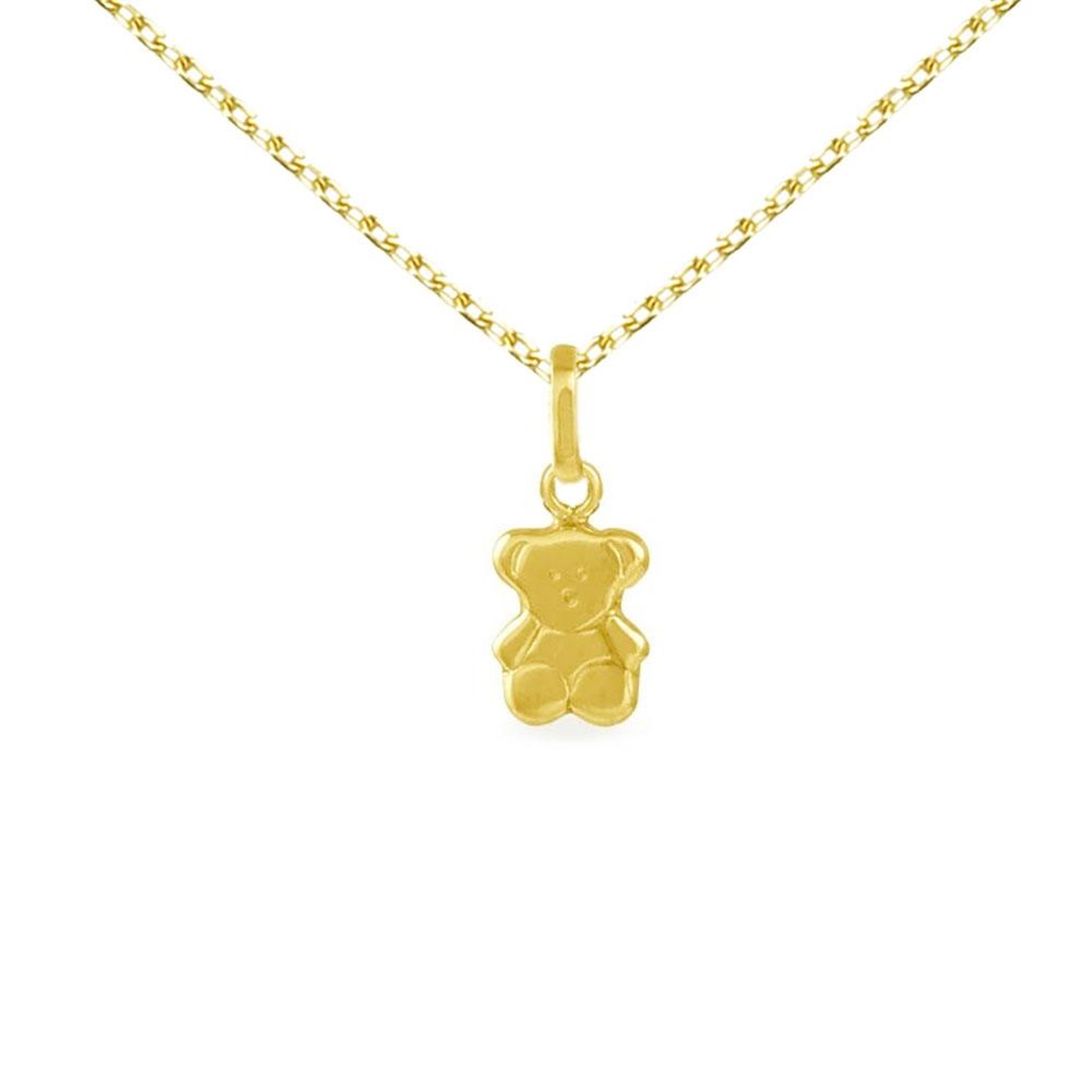 L'ATELIER D'AZUR Collier - Pendentif Ourson Or Jaune - Chaine Dorée Offerte - Enfant