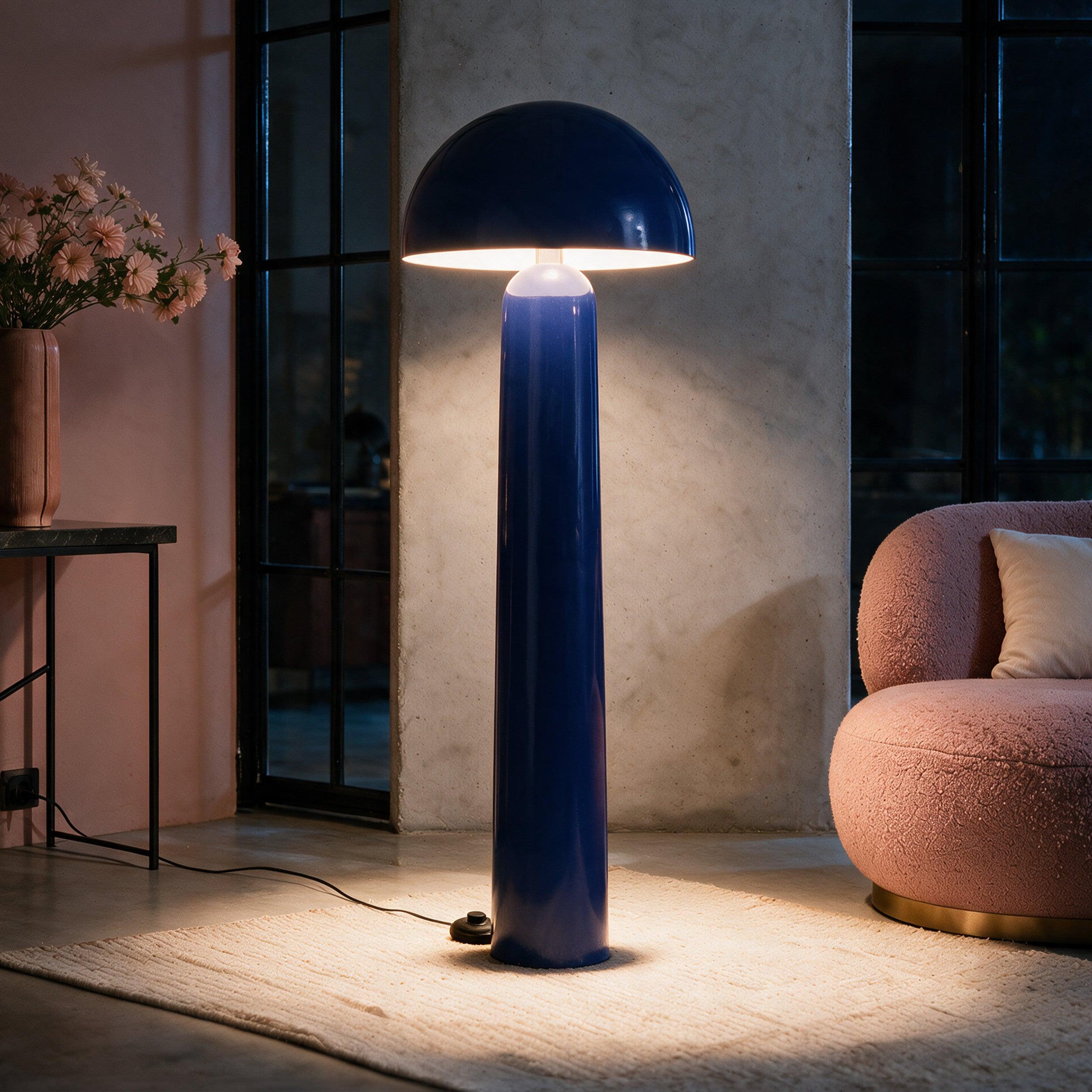Voir la diapositive 5 : MAISON PAVANE Lampadaire en métal bleu foncé-clara