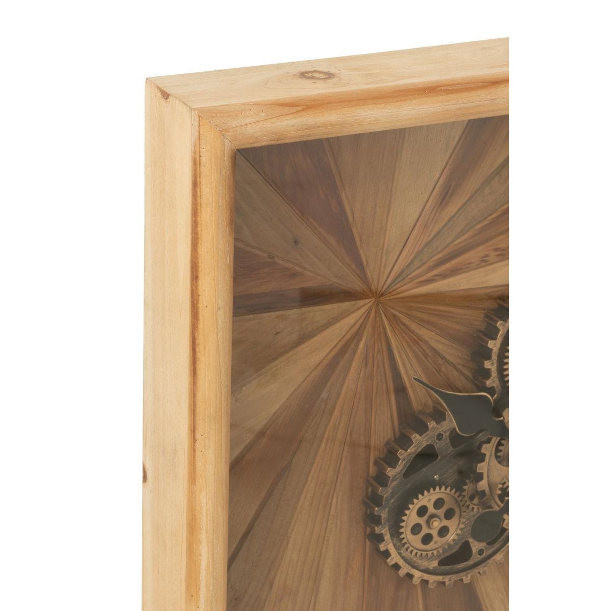 Voir la diapositive 2 : J-LINE Horloge murale engrenage  chalet  60cm naturel