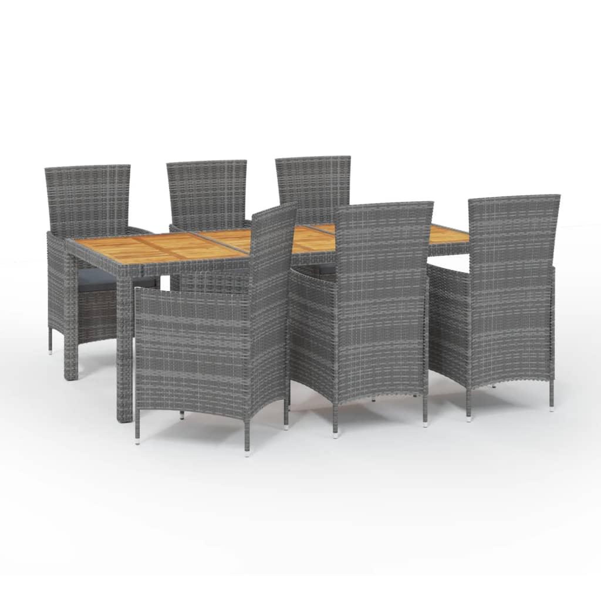 Voir la diapositive 2 : VIDAXL Salon de jardin 7 pcs avec coussins Resine tressee Gris