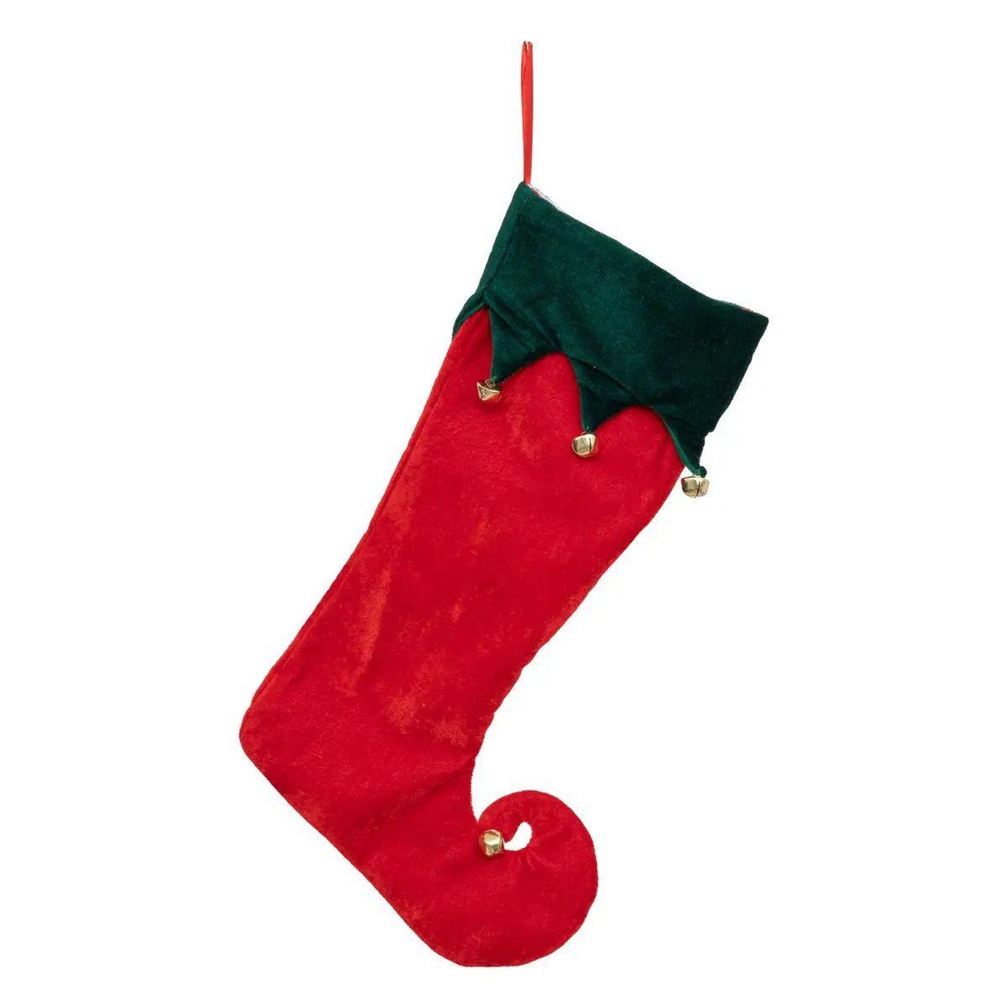 ATMOSPHERA Botte de lutin en feutrine  grelot  42cm rouge