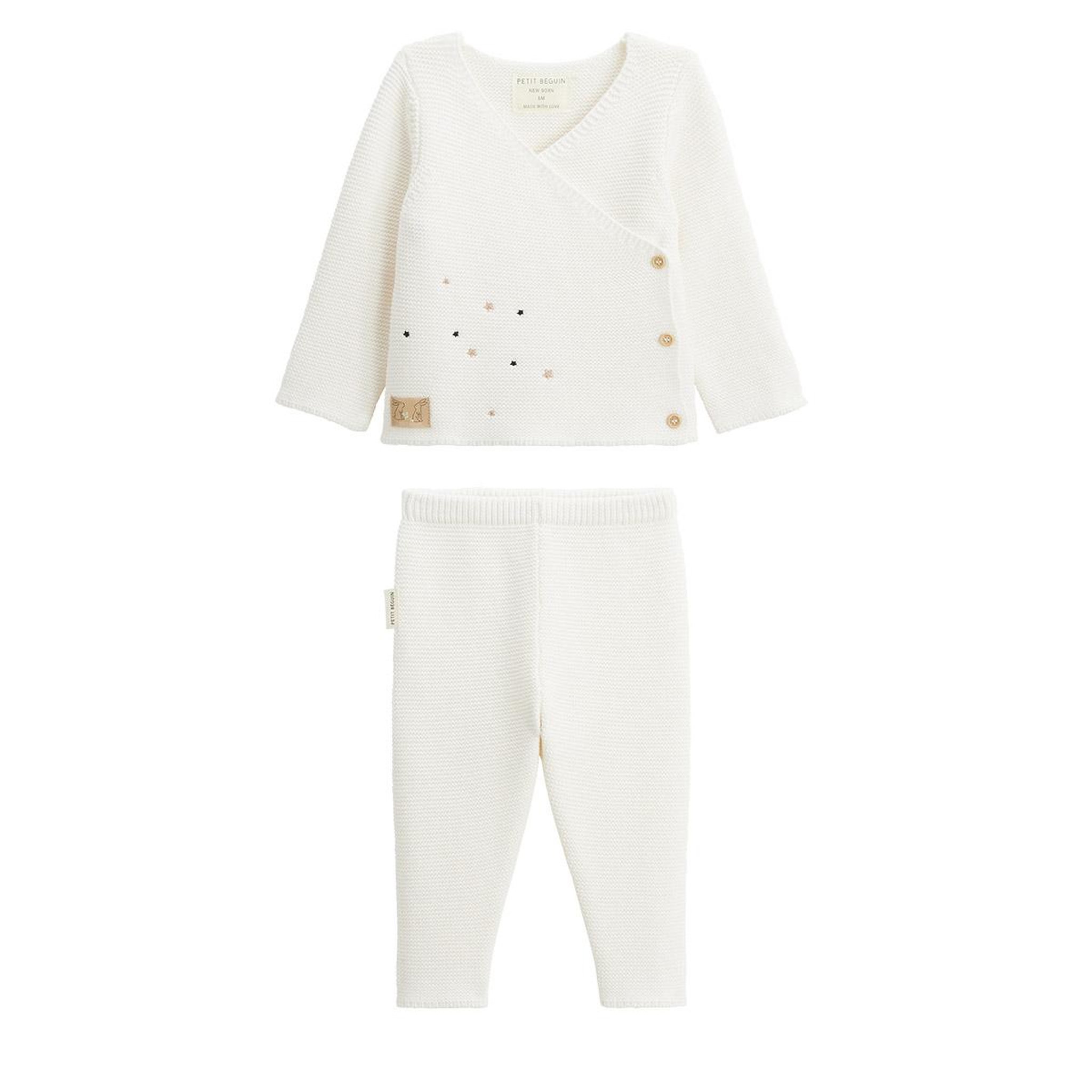 Voir la diapositive 1 : Petit Béguin Ensemble gilet et pantalon bébé en tricot Hello Baby