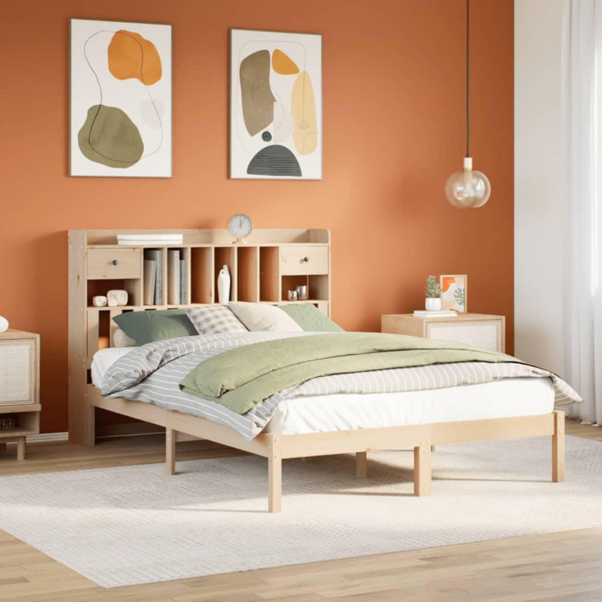 VIDAXL Lit bibliotheque sans matelas 160x200 cm bois massif de pin