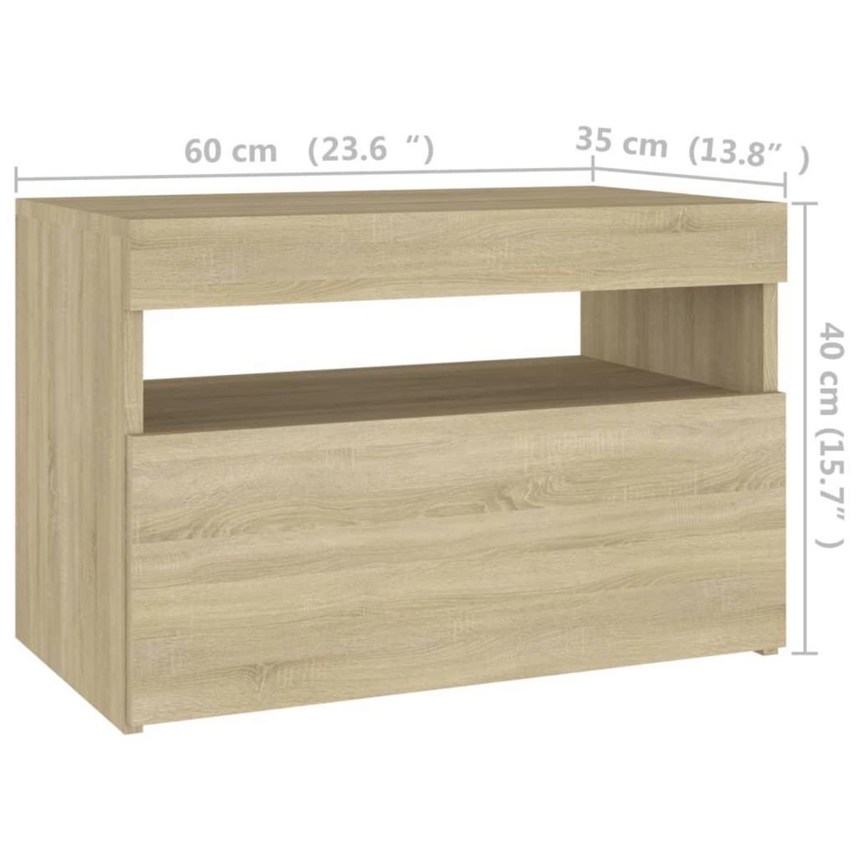 VIDAXL Table de chevet avec lumieres LED chene sonoma 60x35x40 cm